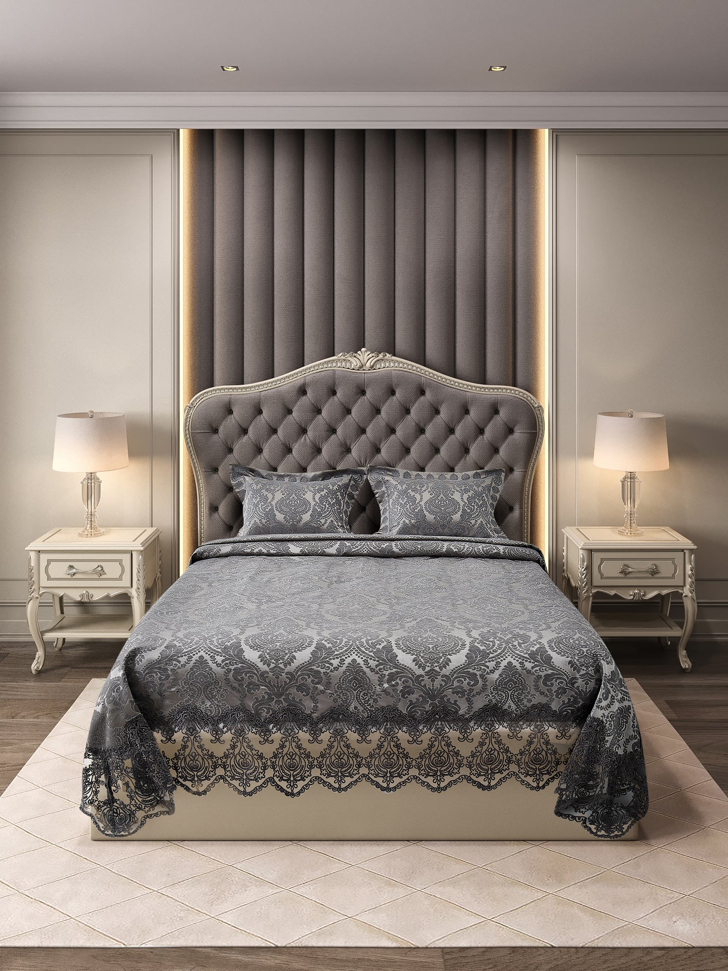 KC Home Aden Double French Lace Chenille Bedspread 260x260