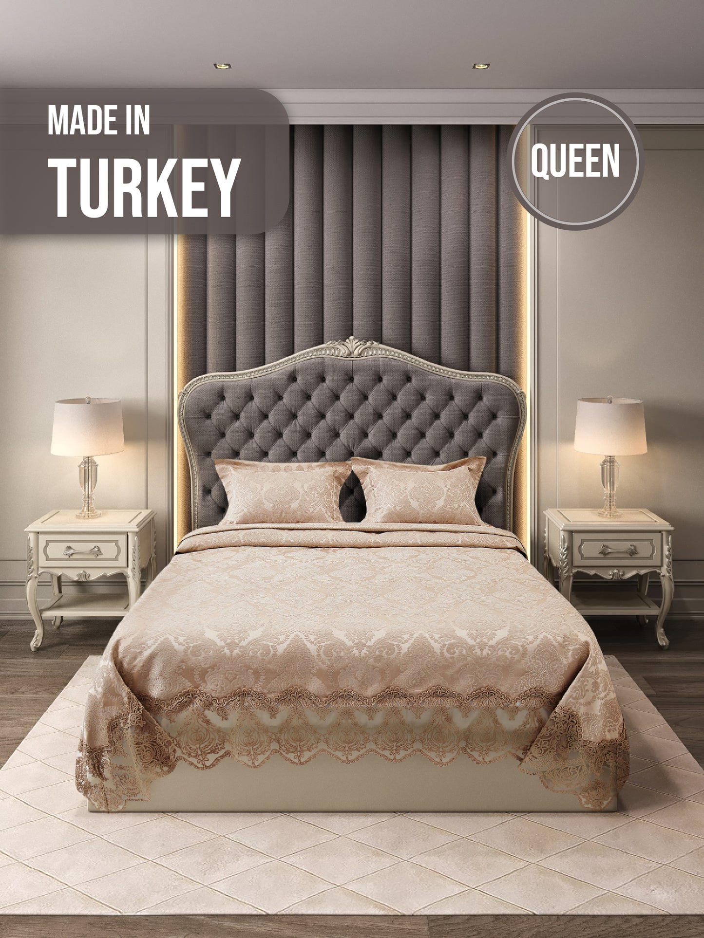 KC Home Aden Double French Lace Chenille Bedspread 260x260
