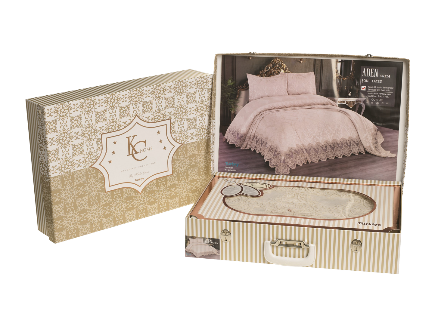 KC Home Aden Double French Lace Chenille Bedspread 260x260