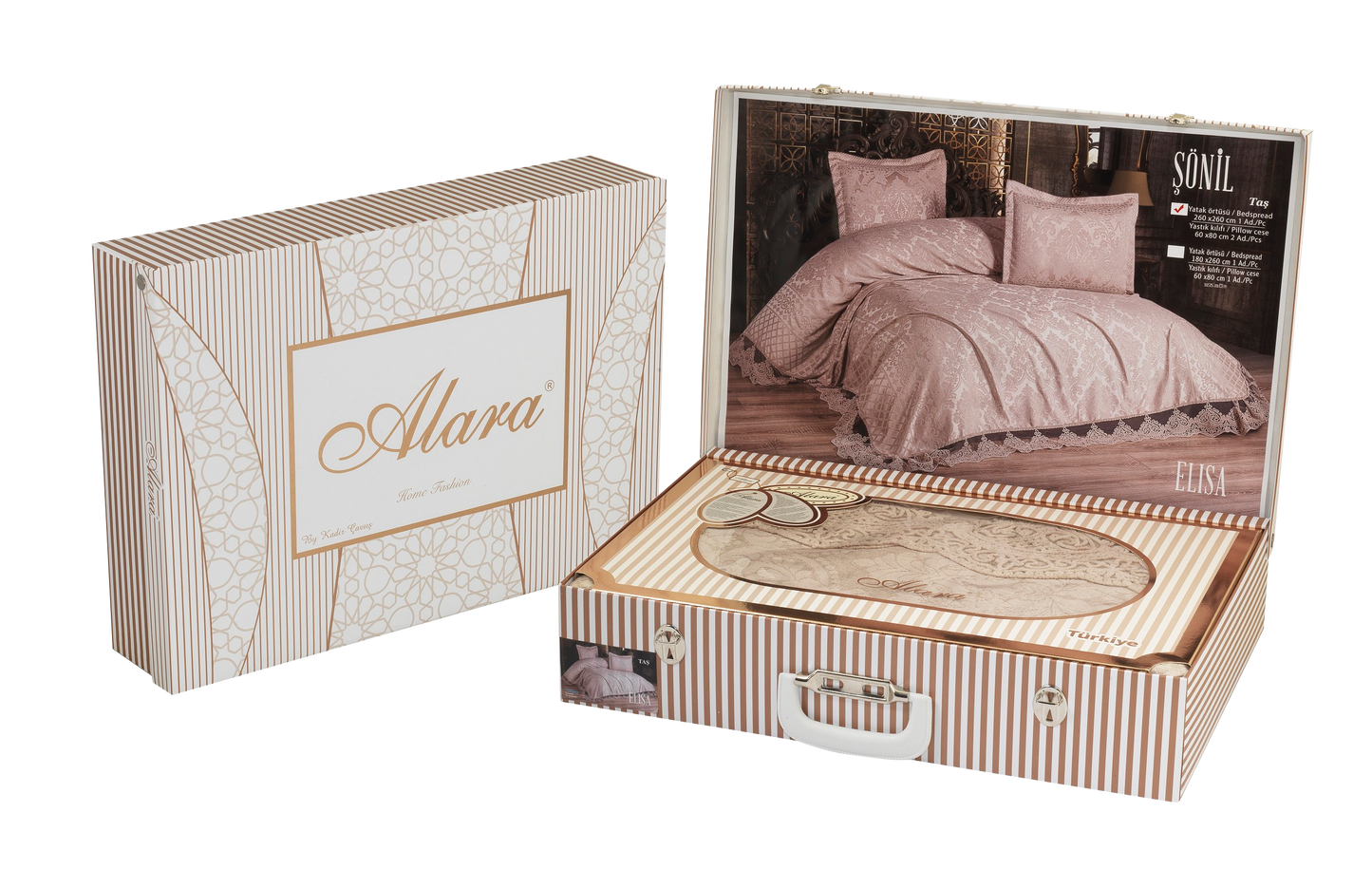 KC Home Elisa Çift Kişilik Fransız Dantelli Şönil Yatak Örtüsü 260x260