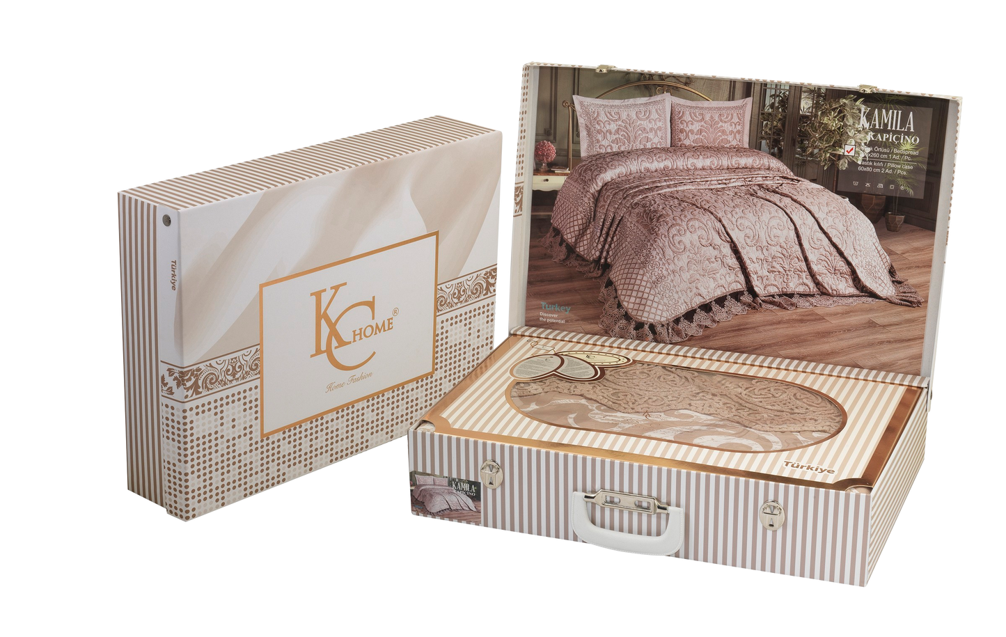 KC Home Elisa Çift Kişilik Fransız Dantelli Şönil Yatak Örtüsü 260x260