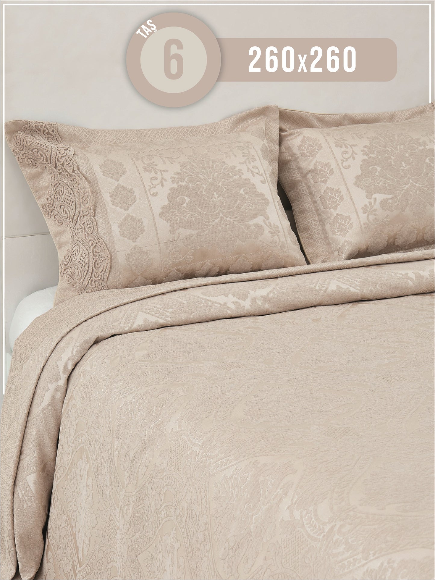 KC Home Vendy Çift Kişilik Fransız Dantelli Şönil Yatak Örtüsü 260x260