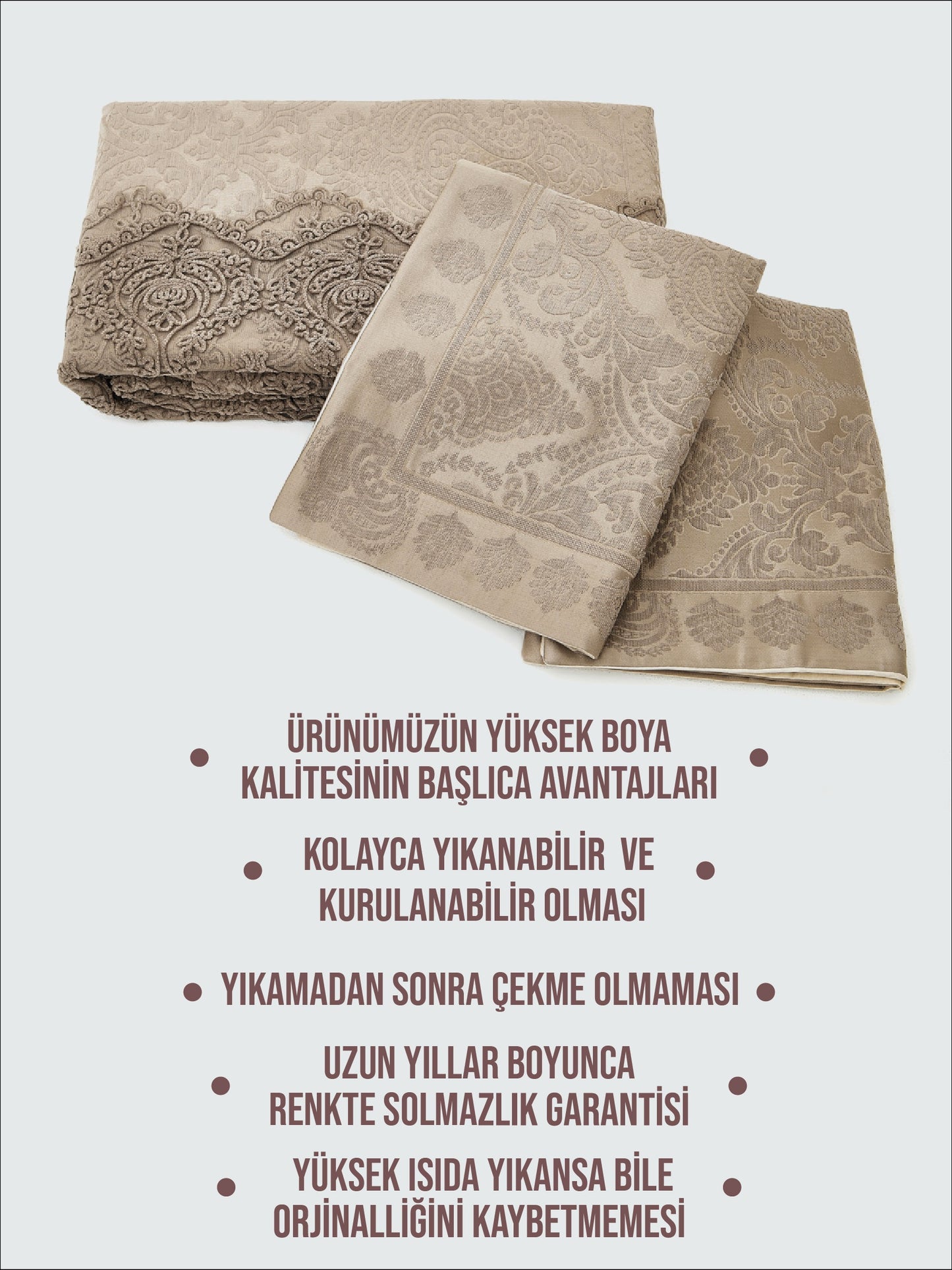 Aden Çift Kişilik Fransız Dantelli Şönil Yatak Örtüsü 260x260