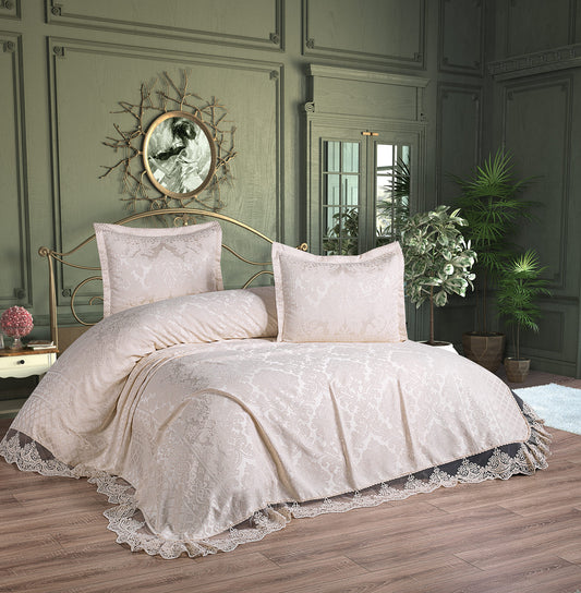 KC Home Elisa Çift Kişilik Fransız Dantelli Şönil Yatak Örtüsü 260x260